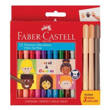 Marcador Escolar Faber Caras & colores X 15 Escolar(3 Pastel)